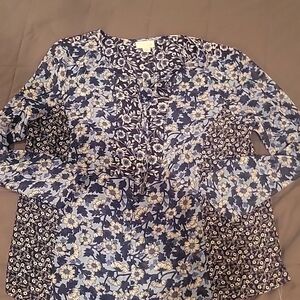 J Jill light weight blue long sleeve blouse SZ M Petite